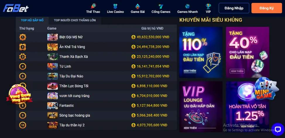 Hoàn trả thể thao bay789 casino